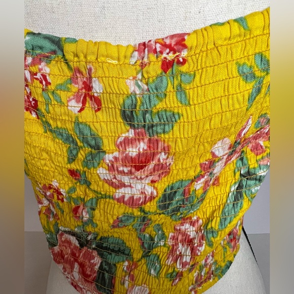 Jolie & Joy yellow Summer floral short sleeve crop top tie front medium Junior - Picture 6 of 8